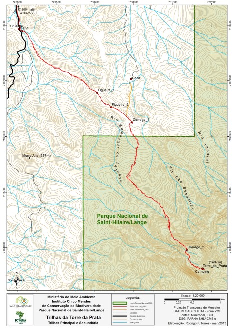Mapa da trilha da Torre-da-Prata
